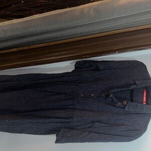 Elegant Navy Striped Midi Dress